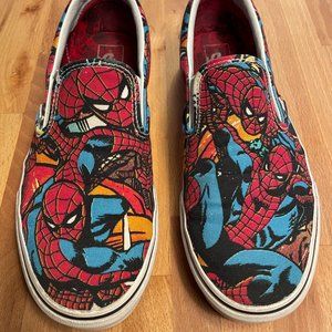 RARE Vans  Spiderman Slip On Sneakers Mens 10.5 Womens 12